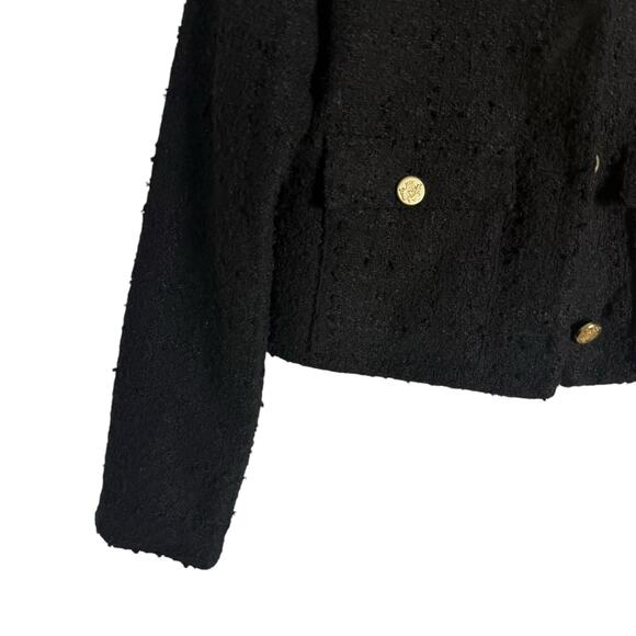 Abercrombie & Fitch Black Tweed Collarless Button Front Jacket Size Small - Picture 5 of 11